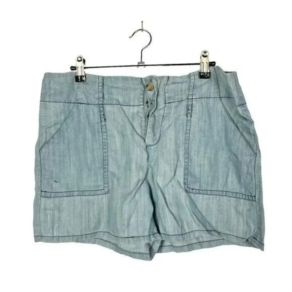 Anthropologie Elevenses Chambray Blue Soft Shorts M - Picture 1 of 5